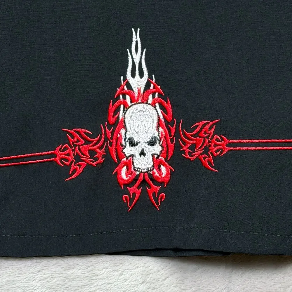 Dragonfly Shirt Mens Black Tribal Skulls Guy Casino Art Las Vegas Button Front M - Picture 3 of 6